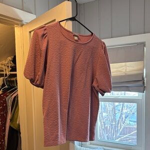 a new day Textured Puff Sleeve Blouse - Mauve